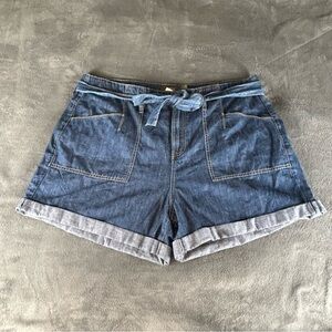 Torrid NWT Denim Shorts Womens 18 Blue Jean Baggy Jorts Belted Cotton Linen